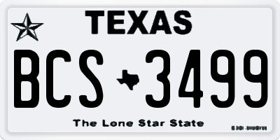 TX license plate BCS3499