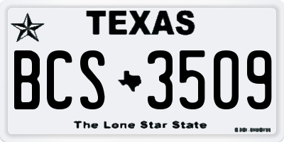 TX license plate BCS3509