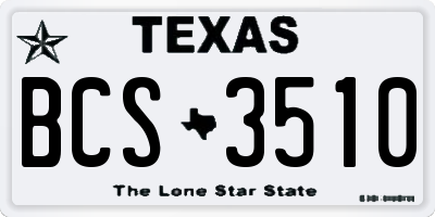 TX license plate BCS3510