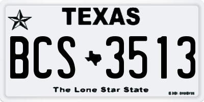 TX license plate BCS3513