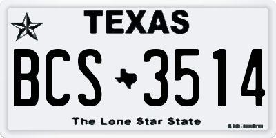 TX license plate BCS3514