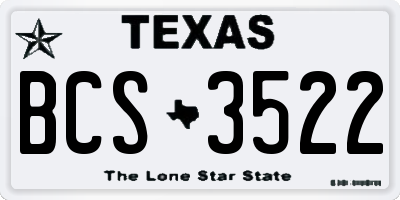 TX license plate BCS3522