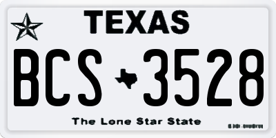 TX license plate BCS3528