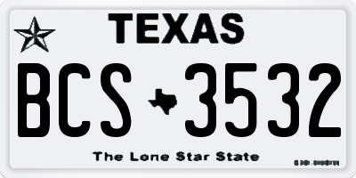 TX license plate BCS3532