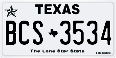 TX license plate BCS3534