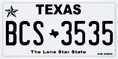 TX license plate BCS3535