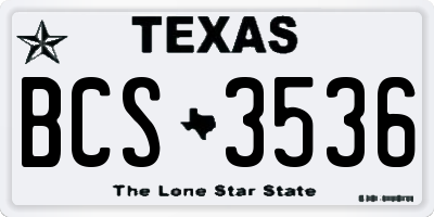 TX license plate BCS3536