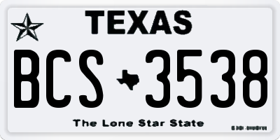 TX license plate BCS3538