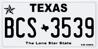 TX license plate BCS3539