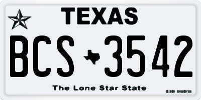 TX license plate BCS3542