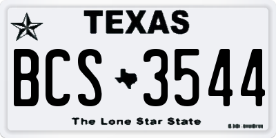 TX license plate BCS3544