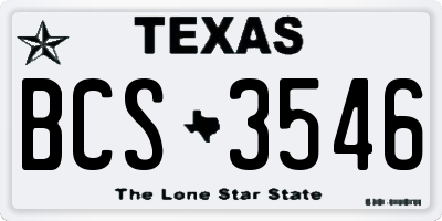 TX license plate BCS3546