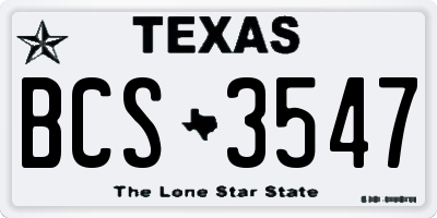 TX license plate BCS3547