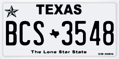 TX license plate BCS3548