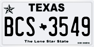 TX license plate BCS3549