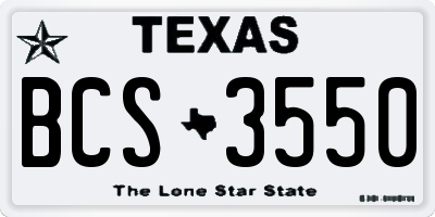 TX license plate BCS3550
