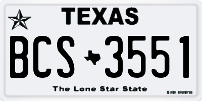 TX license plate BCS3551