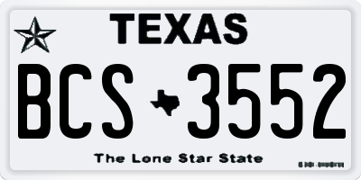 TX license plate BCS3552