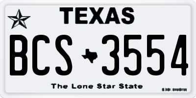 TX license plate BCS3554