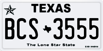 TX license plate BCS3555
