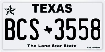 TX license plate BCS3558