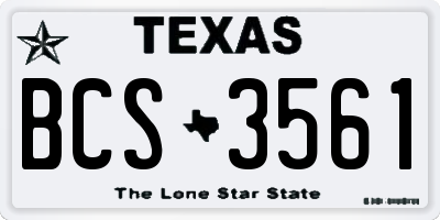 TX license plate BCS3561