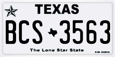 TX license plate BCS3563