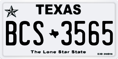 TX license plate BCS3565