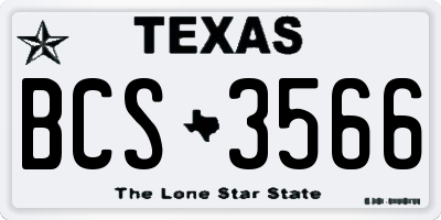 TX license plate BCS3566