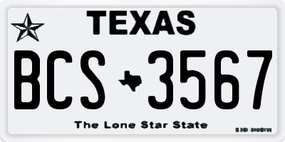TX license plate BCS3567