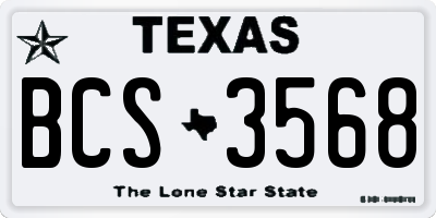 TX license plate BCS3568