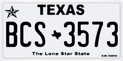 TX license plate BCS3573