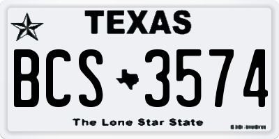 TX license plate BCS3574