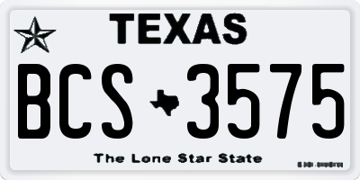 TX license plate BCS3575