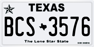 TX license plate BCS3576