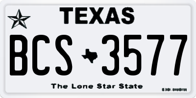 TX license plate BCS3577