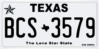 TX license plate BCS3579