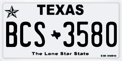 TX license plate BCS3580