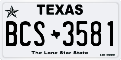 TX license plate BCS3581