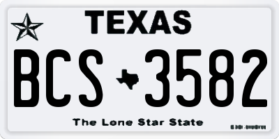 TX license plate BCS3582