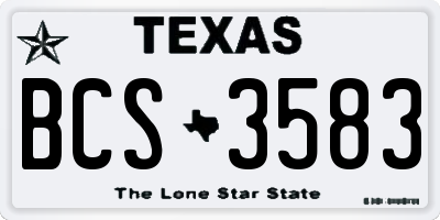 TX license plate BCS3583