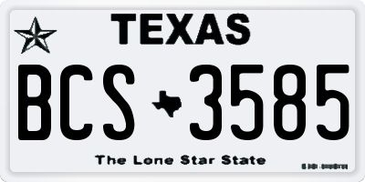 TX license plate BCS3585