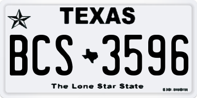 TX license plate BCS3596