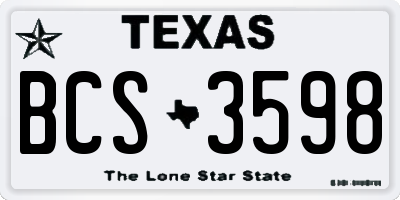 TX license plate BCS3598