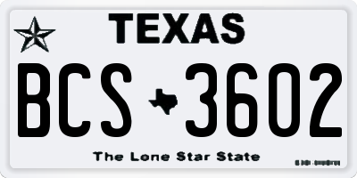 TX license plate BCS3602