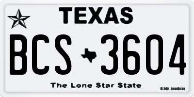 TX license plate BCS3604