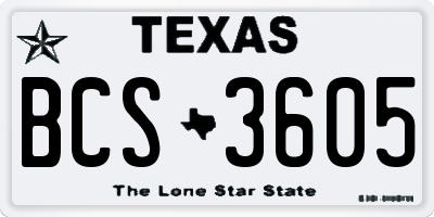 TX license plate BCS3605