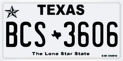 TX license plate BCS3606