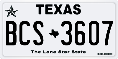 TX license plate BCS3607