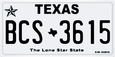 TX license plate BCS3615